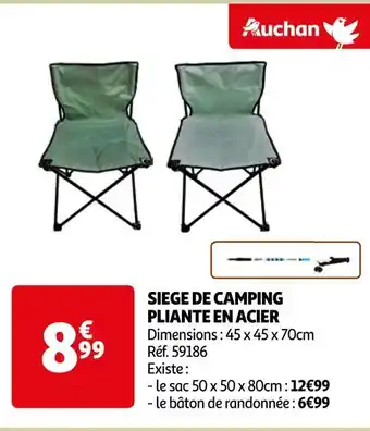 Auchan Auchan siege de camping pliante en acier offre