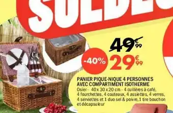 La Foir'Fouille Pique-nique 4 personnes avec compartiment isotherme offre