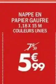 La Foir'Fouille Nappeen papier gaufre 1.18 x 15 cm couleurs unies offre