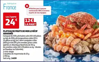 Auchan Plateau de fruits de mer le récif araignée offre