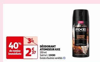 Auchan Déodorant atomiseur axe offre