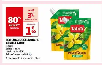 Auchan Recharge de gel douche vanille tahiti offre