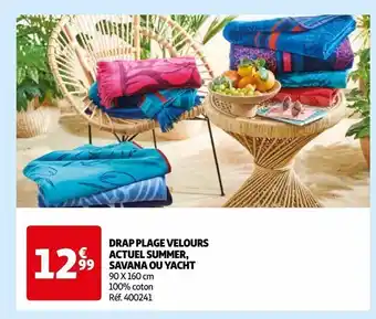 Auchan Drap plage velours actuel summer, savana ou yacht offre
