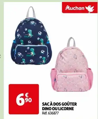 Auchan Sac à dos goûter dino ou licorne offre