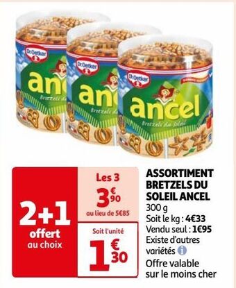 Auchan Assortiment bretzels du soleil ancel offre