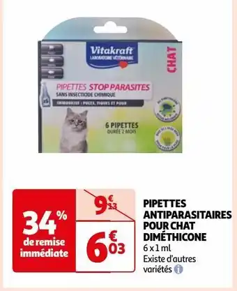 Pipettes antiparasitaires pour chat diméthicone