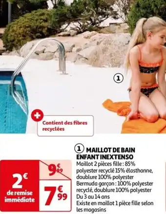 Auchan 1 MAILLOT DE BAIN ENFANT INEXTENSO Maillot 2 pièces fille: 85% offre