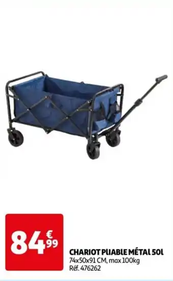 Auchan CHARIOT PLIABLE MÉTAL 50L 74x50x91 CM, max 100kg Réf. 476262 offre