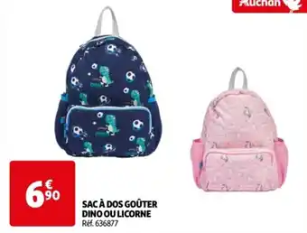 Auchan SAC À DOS GOÛTER DINO OU LICORNE Réf. 636877 offre