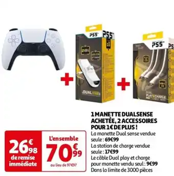 Auchan 1 MANETTE DUALSENSE ACHETÉE, 2 ACCESSOIRES POUR 1€ DE PLUS! offre