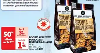 Auchan BISCUITS AUX PÉPITES DE CHOCOLAT LES DEUX GOURMANDS offre