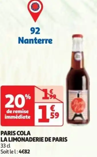 Auchan PARIS COLA LA LIMONADERIE DE PARIS 33 cl offre