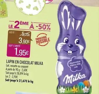 Match Lapin En Chocolat Milka offre
