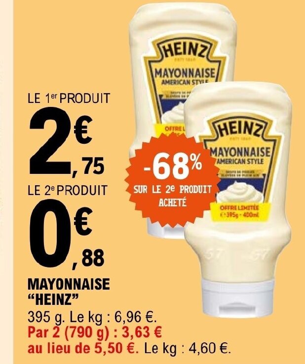 Promo MAYONNAISE "HEINZ" chez E.Leclerc