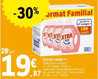E.Leclerc LESSIVE LIQUIDE(1)(2) Différentes variétés.(3) 4 x 47 lavages (8.46 L). offre