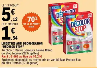E.Leclerc LINGETTES ANTI DECOLORATION "DÉCOLOR STOP" offre