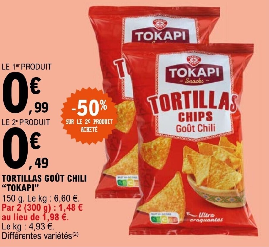 Promo TORTILLAS GOÛT CHILI "TOKAPI" chez E.Leclerc