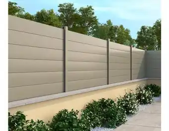 Poteau acier + profilé aluminium gris silex ral 7032 - dim 70 x 70 x 2300 mm.