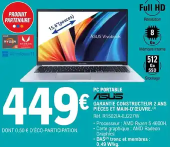E.Leclerc PC PORTABLE GARANTIE CONSTRUCTEUR 2 ANS PIÈCES ET MAIN-D'ŒUVRE. (³) offre