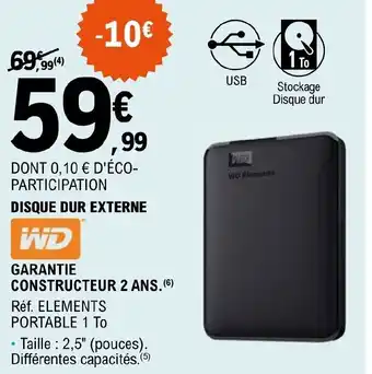 E.Leclerc DISQUE DUR EXTERNE offre
