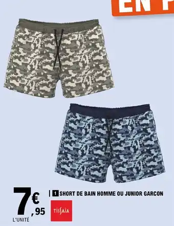 E.Leclerc 1 SHORT DE BAIN HOMME OU JUNIOR GARCON offre