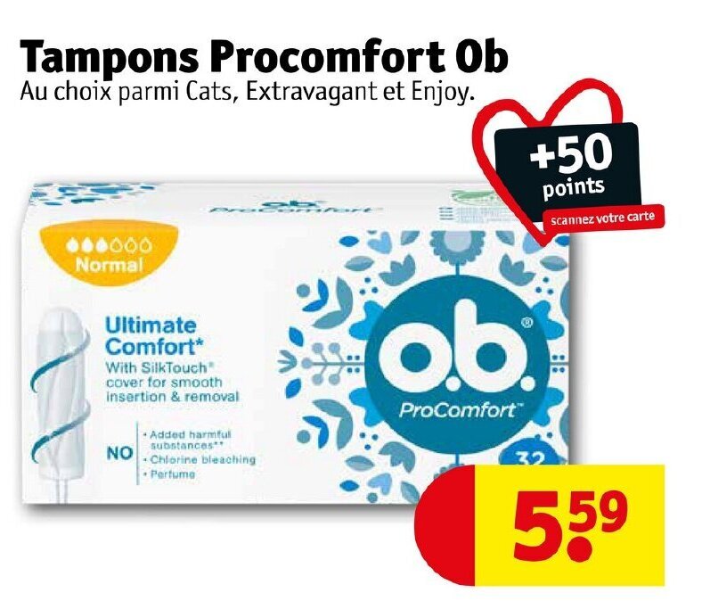 Promo Tampons Ob Au choix parmi Cats, Extravagant et Enjoy