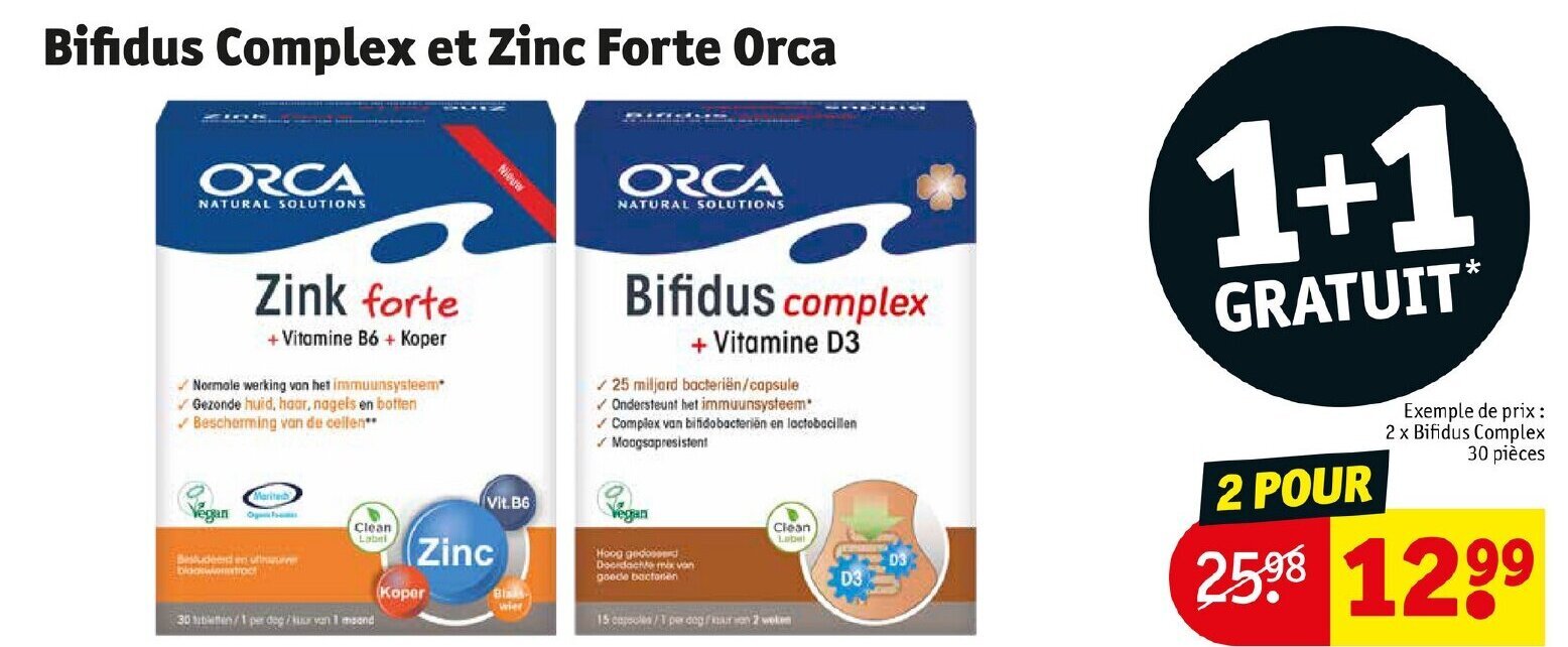 Promo Bifidus Complex et Zinc Forte Orca chez Kruidvat