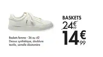Gémo Baskets Femme 36 Au 42 Dessus Synthétique Doublure Textile Semelle élastomère offre