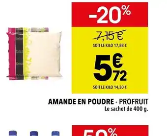 AMANDE EN POUDRE - PROFRUIT Le sachet de 400 g.