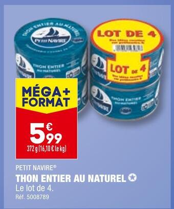 ALDI Petit navire thon entier au naturel offre