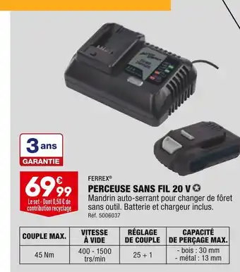 ALDI Ferrex perceuse sans fil 20 v offre
