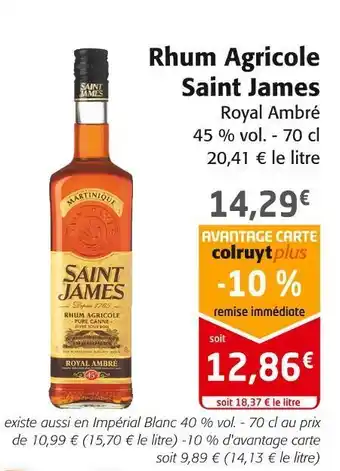 Colruyt Saint james rhum agricole offre