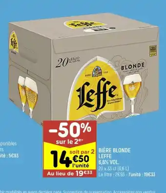 Leader Price BIÈRE BLONDE LEFFE €50 offre
