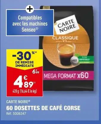 ALDI Carte noire 60 dosettes de café corse offre