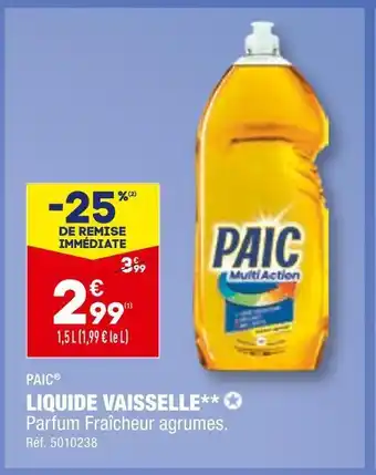 ALDI Paic liquide vaisselle* offre