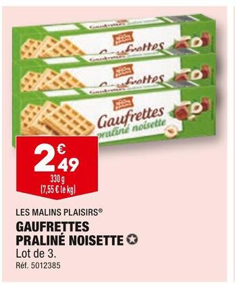 ALDI Les malins plaisirs gaufrettes praliné noisette offre
