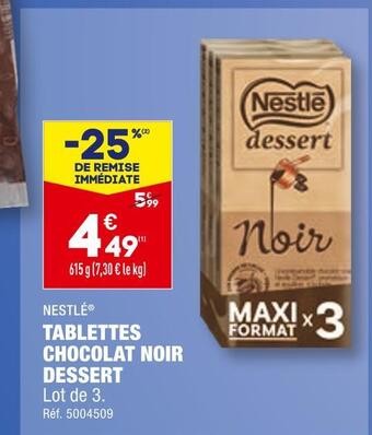 ALDI Nestlé tablettes chocolat noir dessert offre