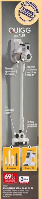 ALDI Quigg aspirateur balai sans fil offre