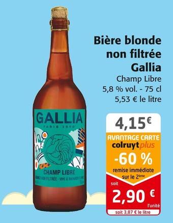Colruyt Gallia bière blonde non filtrée offre