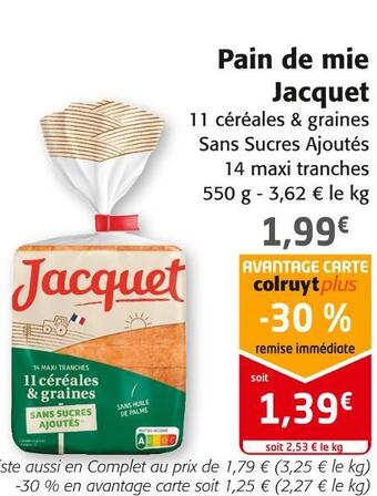 Colruyt Jacquet pain de mie offre