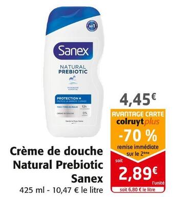 Colruyt Sanex crème de douche natural prebiotic offre