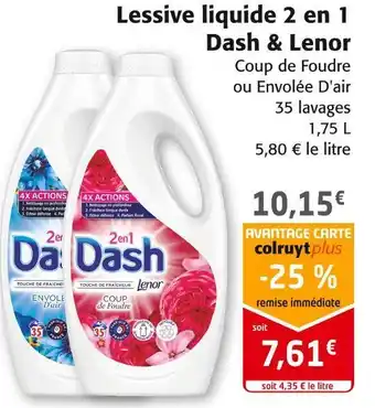 Colruyt Dash & lenor lessive liquide 2 en 1 offre