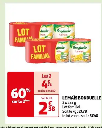 Auchan Bonduelle le maïs offre