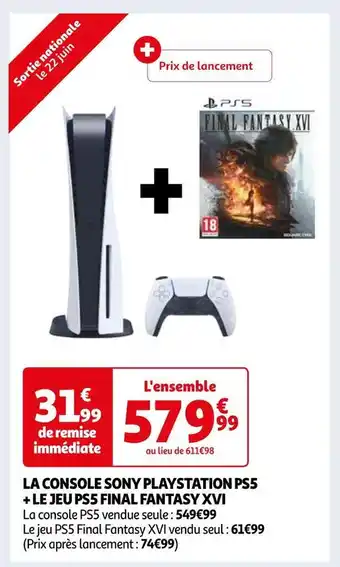Auchan La console sony playstation ps5 + le jeu ps5 final fantasy xvi offre