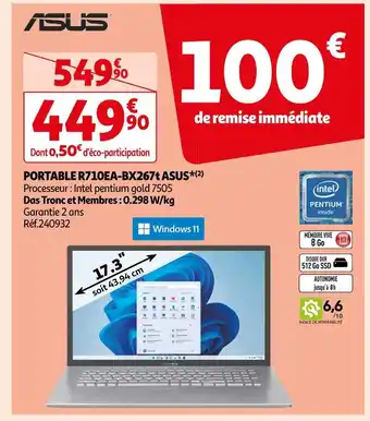 Auchan Asus portable r710ea-bx267t offre