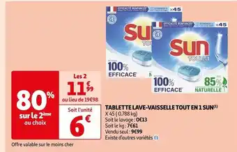 Auchan Sun tablette lave-vaisselle tout en 1(1) offre