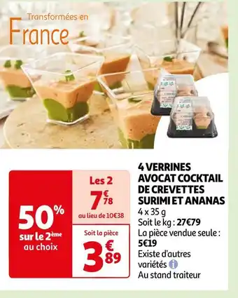 Auchan 4 verrines avocat cocktail de crevettes surimi et ananas offre