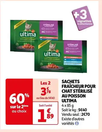 Auchan Sachets fraîcheur pour chat stérilisé au poisson sachets fraîcheur pour chat stérilisé au poisson offre