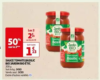 Auchan Jardin bio étic sauce tomate basilic bio offre