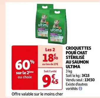 Auchan Ultima croquettes pour chat stérilisé au saumon offre